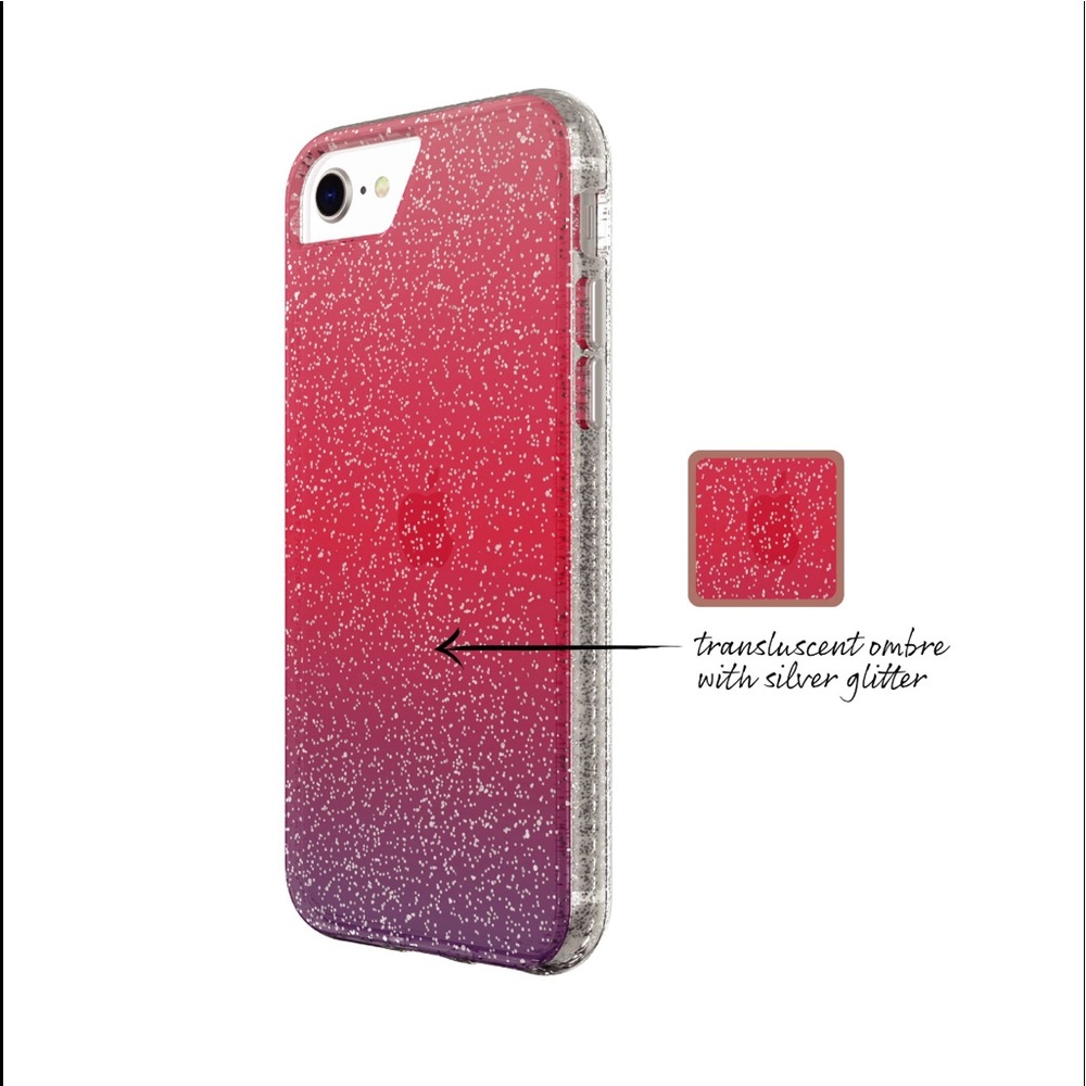 Fashion iPhone Case for iPhone 6, 6s, 7, 8,SE 2020 - Purple & Pink Ombre Glitter